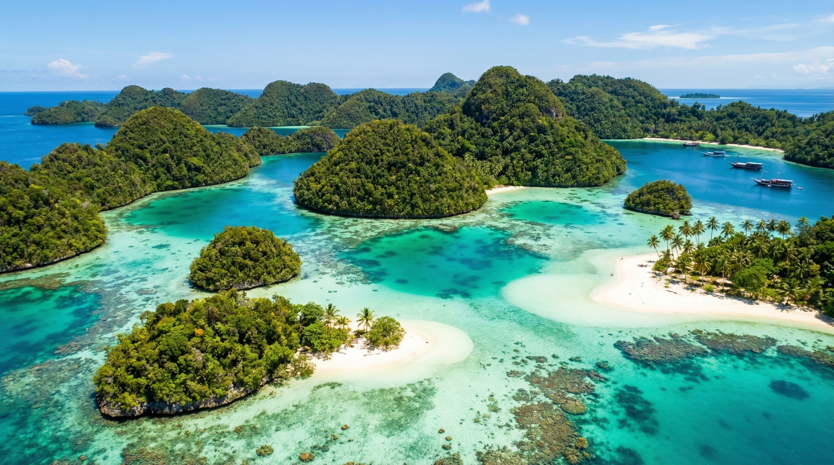 Azja — widok z góry na wyspy i turkusową wodę